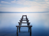 Soft Blue Lake and Abandoned Pier Landscape Photo Loose Wall Art Prints, 24" X 36"