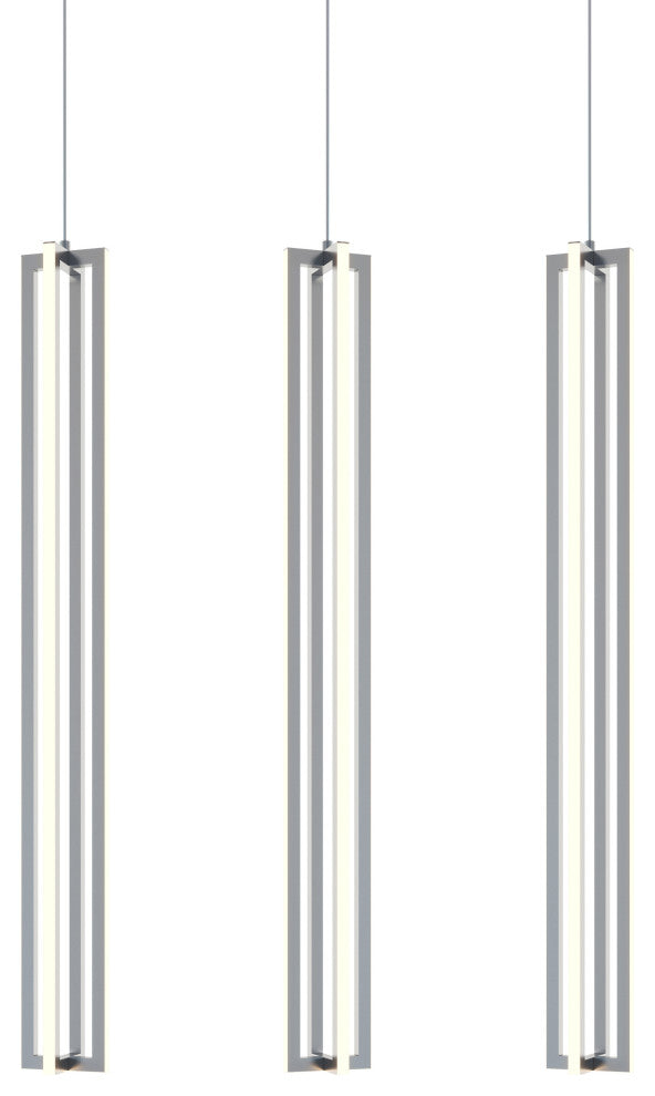 Cass 3 Light Medium Linear Pendant, Satin Nickel