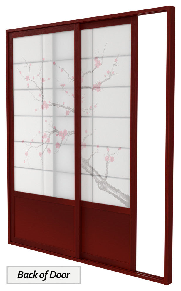7'' Tall Cherry Blossom Shoji Sliding Door Kit, Rosewood