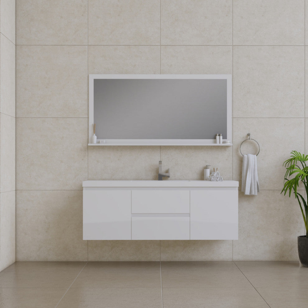 Paterno 60" Single Wall Mounted Bathroom Vanity With Sink, White