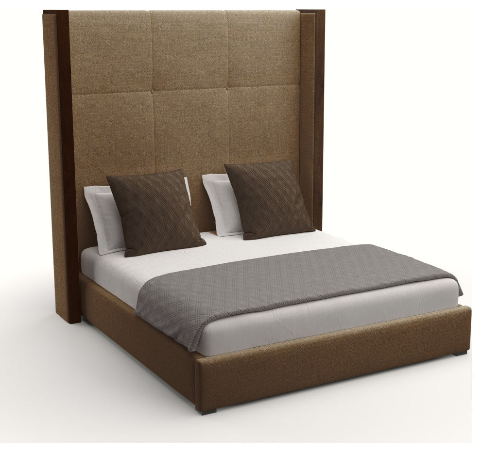 Nativa Interiors Irenne Simple Tufted Bed, Brown, Ca King, High 87"