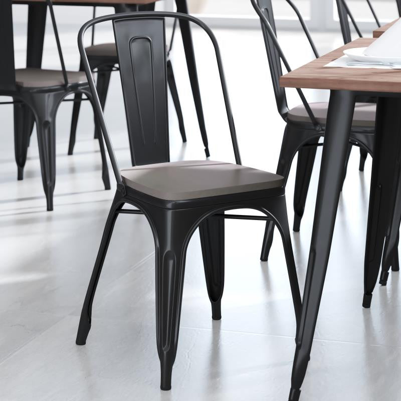Perry Poly Resin Wood Square Seat w/Rounded Edges for Metal Barstools-Set of 4,