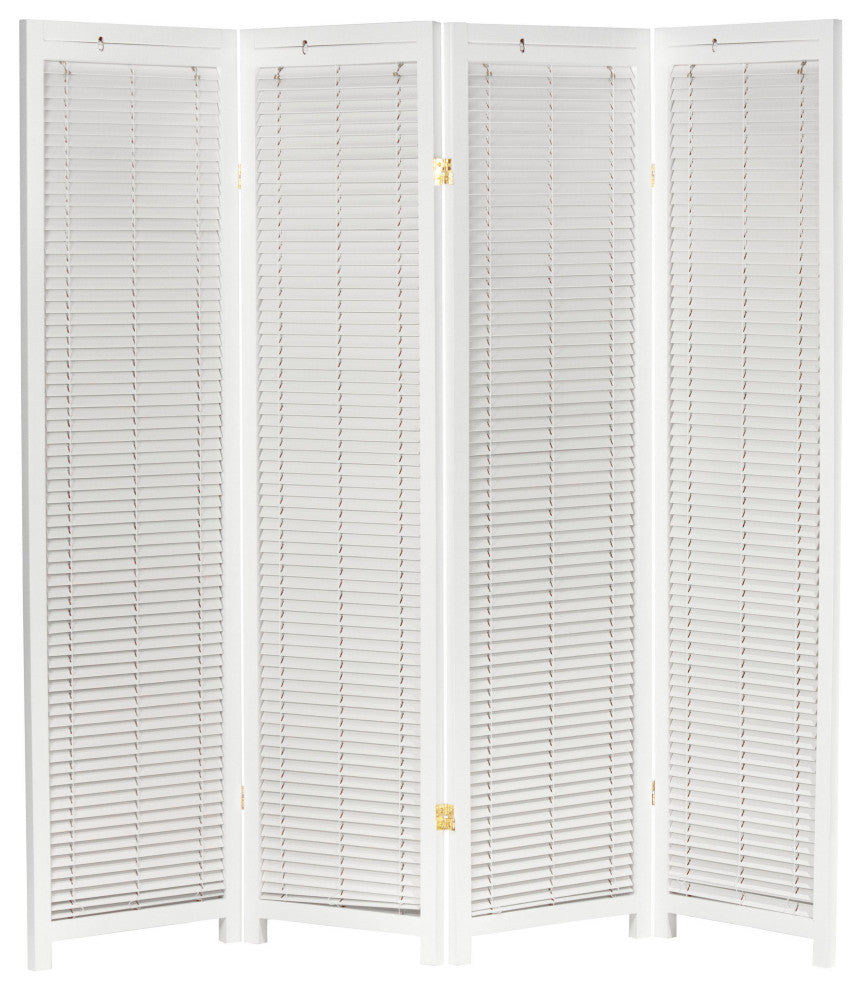 6' Tall Adjustable Shutter Room, White, 4 Panel