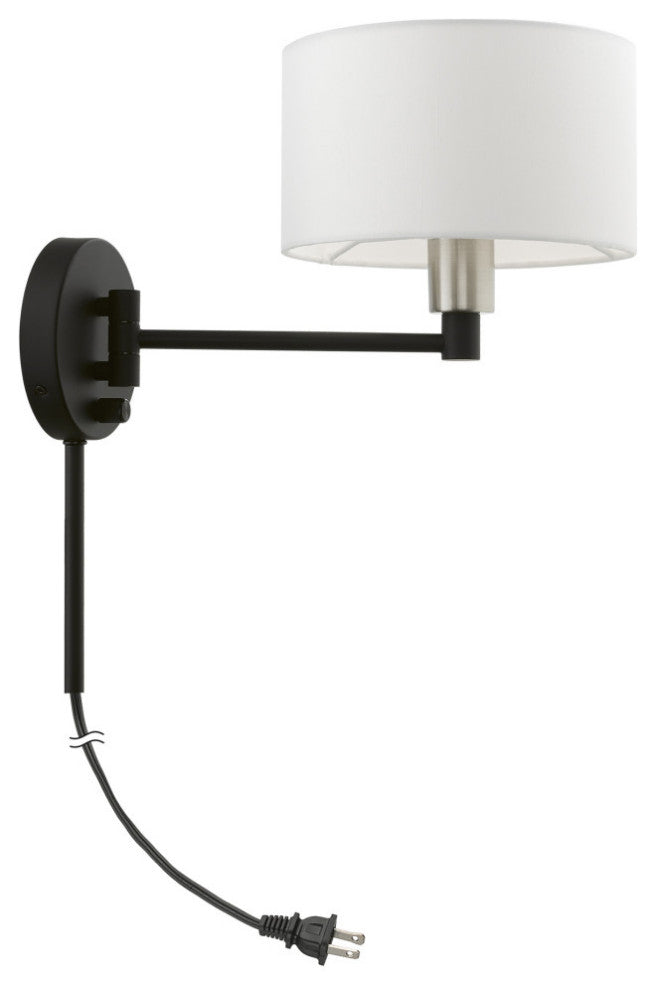 Swing Arm Wall Lamps 1 Light Black, Brushed Nickel Accent Swing Arm Wall Lamp