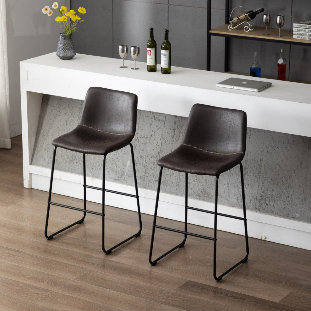 Home Beyond Synthetic Leather Dining Chairs Armless, Set of 2, Black