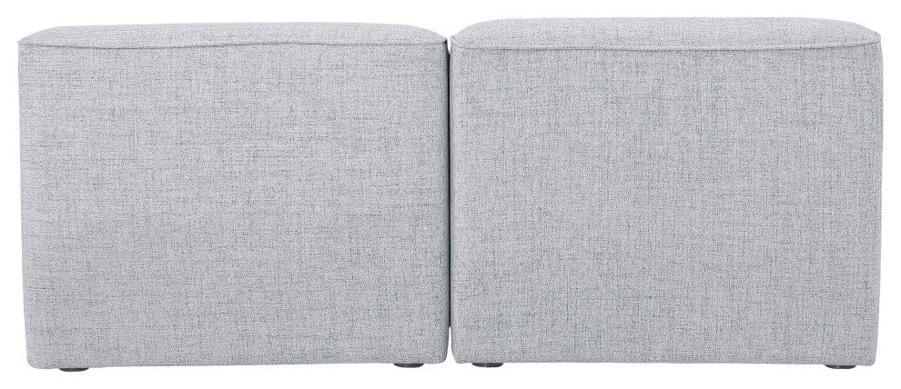 Miramar Linen Textured Fabric Upholstered 2-Piece Modular Sofa, Grey