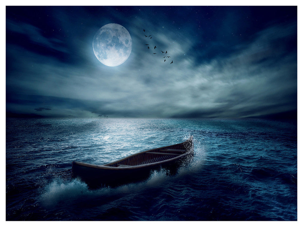 Boat Driftinga Away from the Past, Landscape Canvas Art Print, 40"x30"
