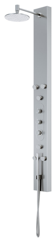 Dilana 67" H x 6" W 6-Jet Shower Panel with Round Shower Head in Stainless Steel