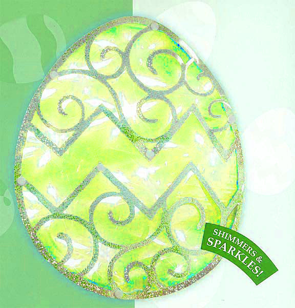 Lighted Easter Egg Window Silhouette Decoration, Green, 12"
