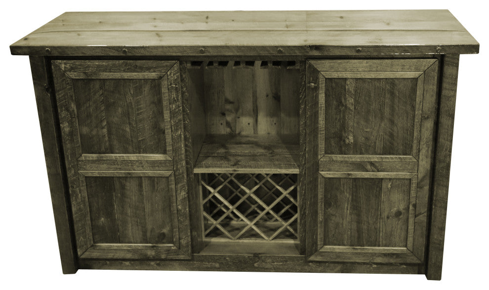 Barnwood Style Timber Peg Freestanding Bar Set, Weathered Slate, Black Pine Cone and Quarter Espresso