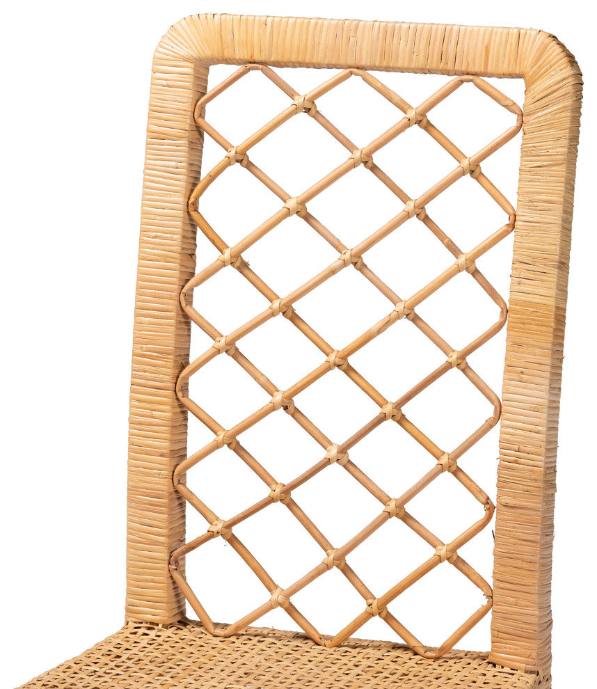 Ailey Natural Brown Rattan 2-Piece Dining Chair Set