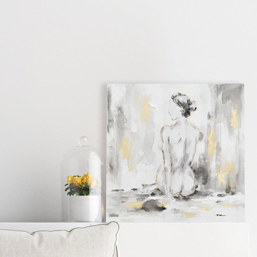 Abstract art beautiful woman -  Oil Painting Print on Wrapped Canvas, Wall Decor