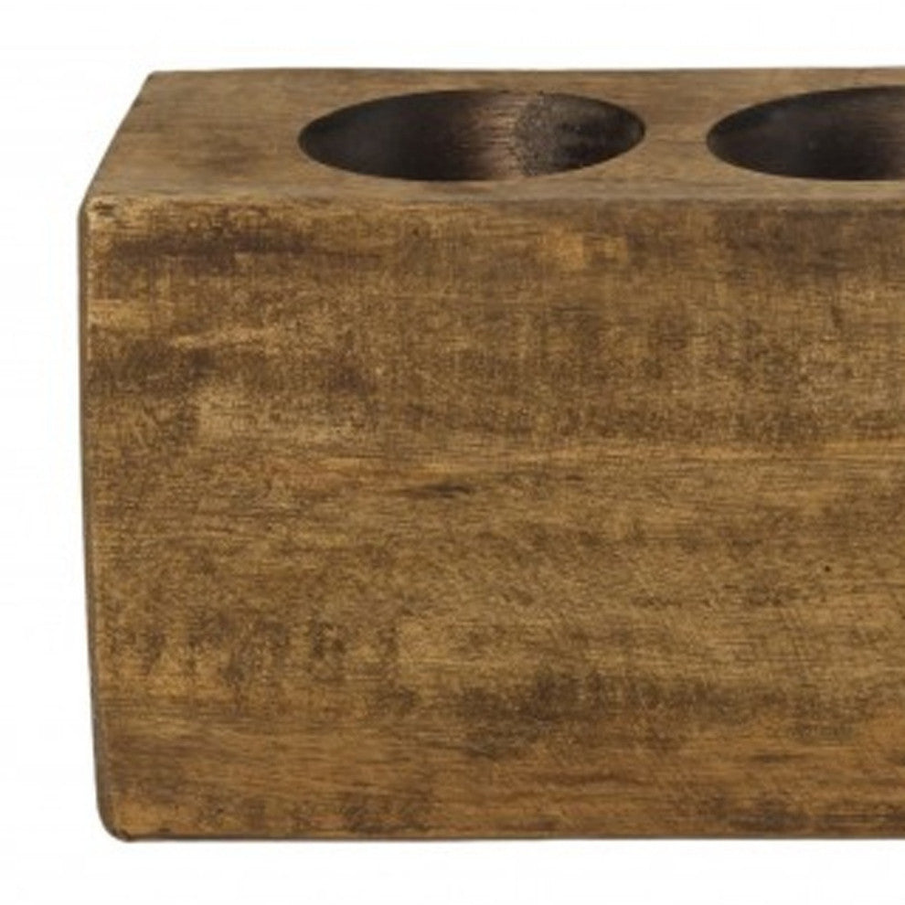 Distressed Maple Stain 12 Hole Sugar Mold Candle Holder