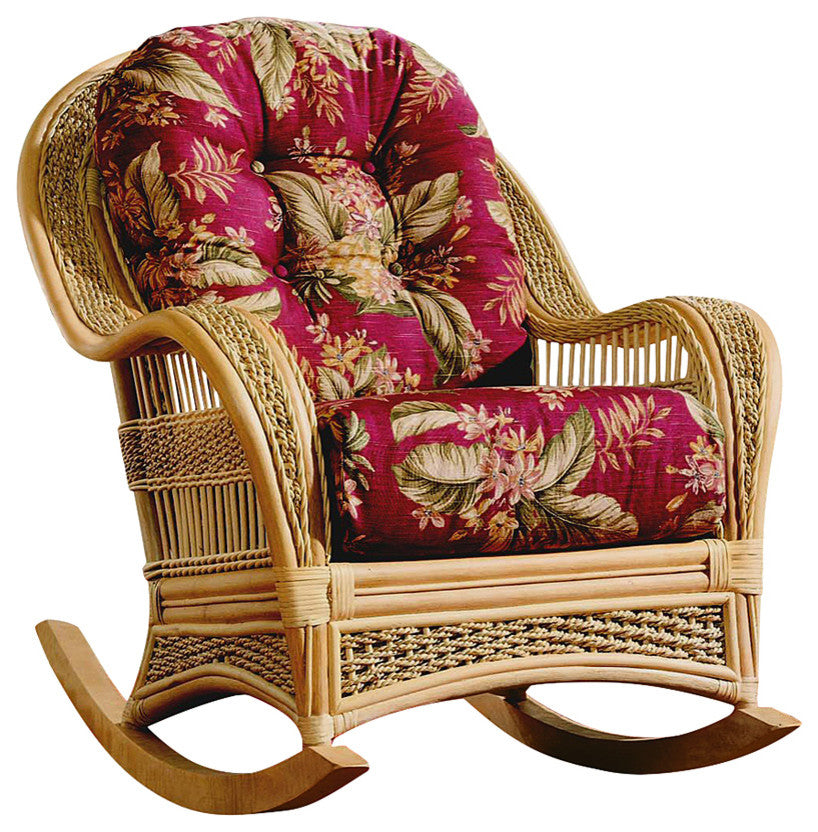 Spice Island Rocker, Natural, Botanical-Fern Fabric