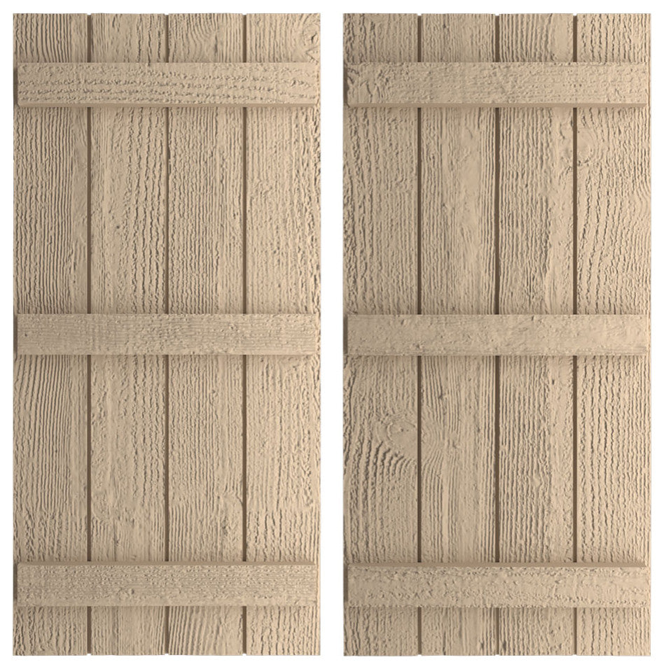 Rustic 4 Board Joined B-N-B Faux Wood Shutters, Rough Sawn, 22x60"