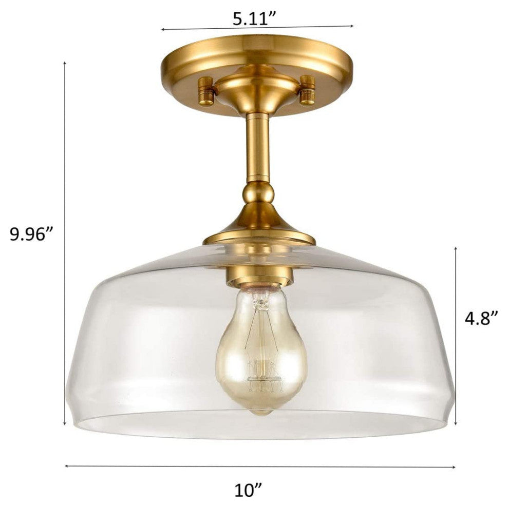 Modern Semi Flush Ceiling Light glass ceiling lamp with gold finish