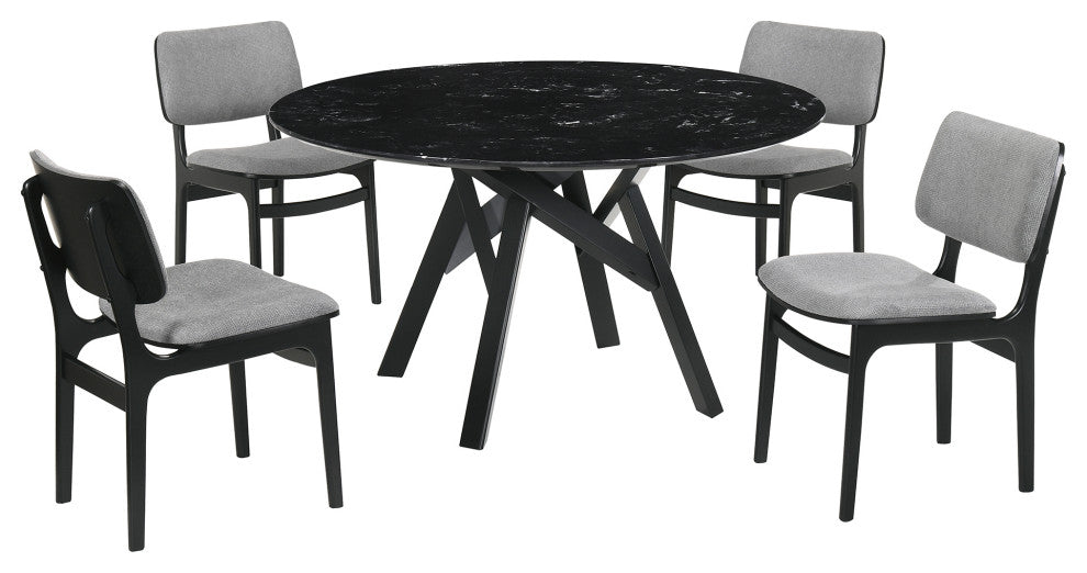 Venus Lima 5-Piece Dining Set, Black
