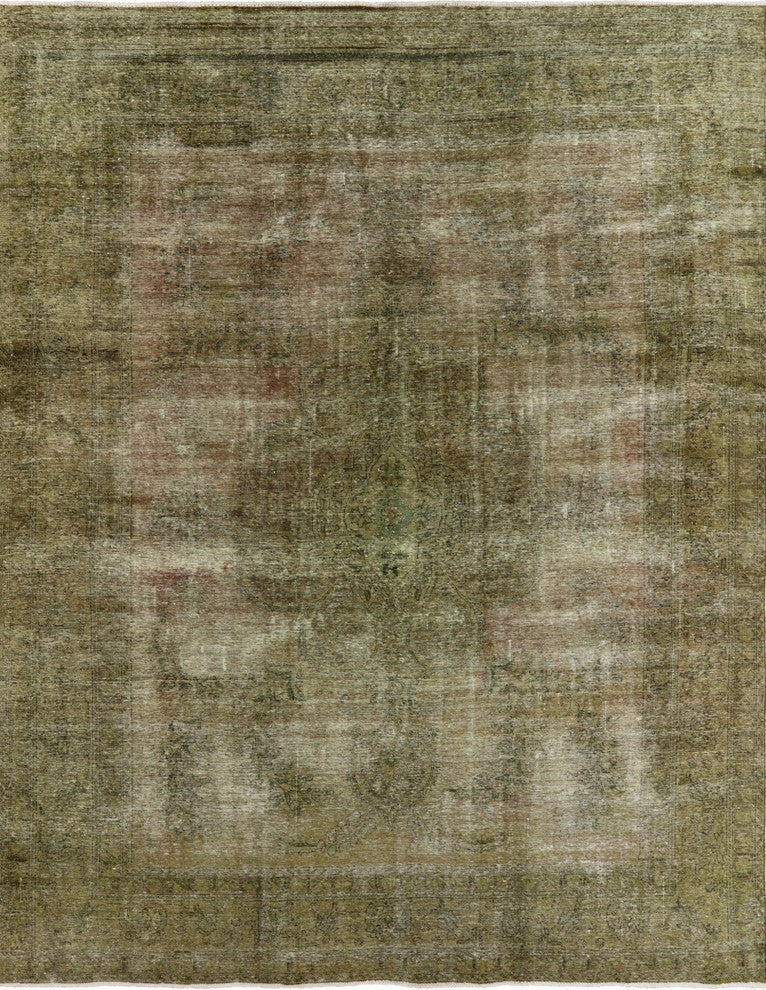 Traditional 10'x13' Oriental Green Overdyed Hand Knotted Wool Area Rug H8919