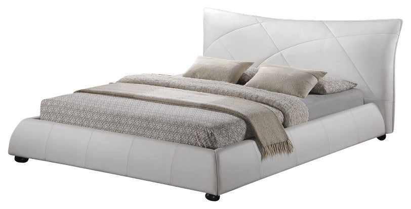 Corie White Modern Platform Bed, Queen Size