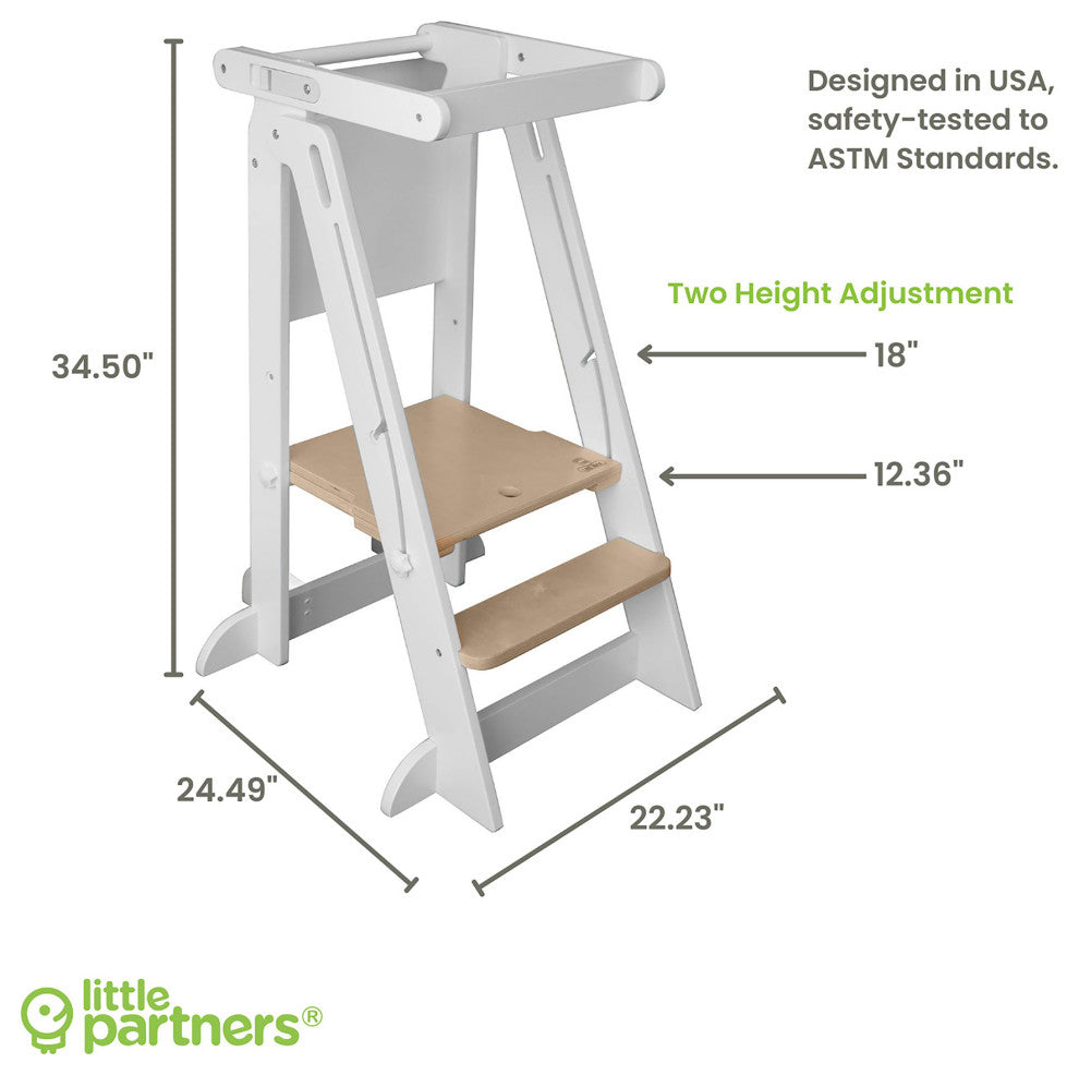 Little Partners Learn 'N Fold Learning Tower, Soft White With Natural