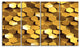 Golden Honeycomb Wall Texture, Abstract Canvas Art Print, 48"x28", 4 Panels