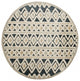 4' Round Blue and Cream Stripe Diamond Area Rug