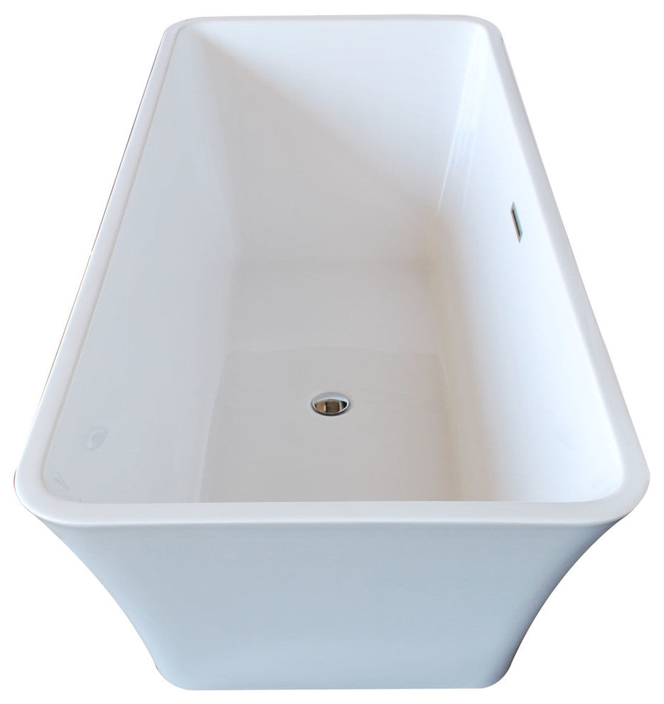 Montpillier 30 x 67 Rect. Acrylic Freestanding Soaker Bathtub with Center Drain