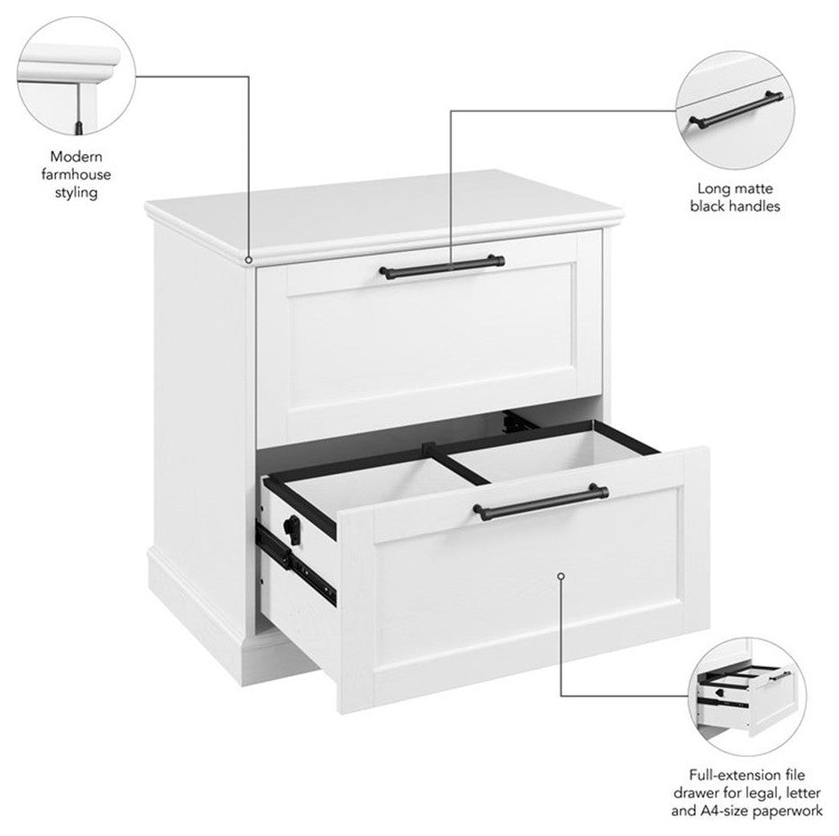 Bush Westbrook 2 Drawer Lateral File Cabinet in White Ash - Engineered Wood