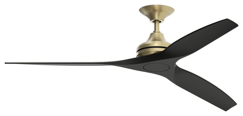 Fanimation Spitfire Ceiling 60" Fan, Brushed Satin Brass, Black Blades