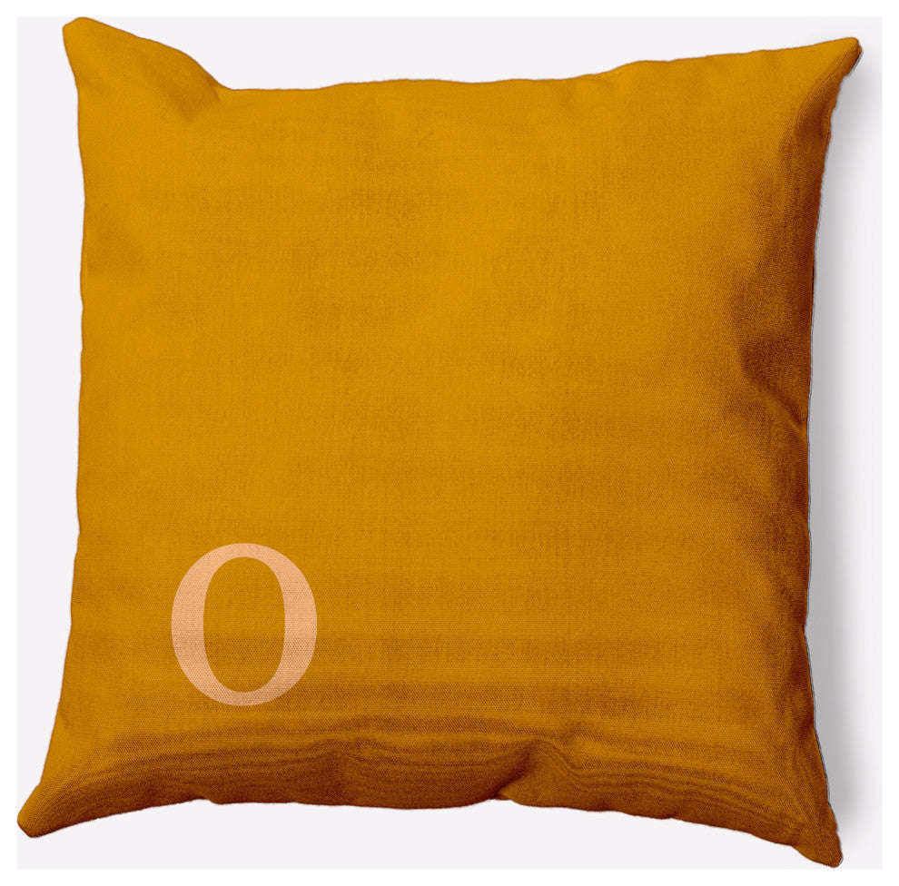 18" x 18" Modern Monogram Indoor/Outdoor Polyester Throw Pillow, Autumn Gold