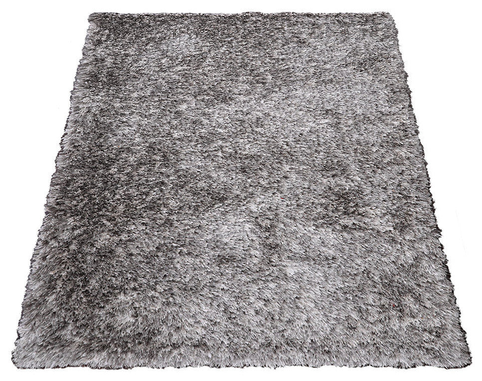 HAND TUFTED SHAG POLYESTER ECO-FRIENDLY AREA RUGS -Gray White Color,Solid Design
