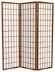 5' Tall Window Pane Shoji Screen, Walnut, 3 Panels