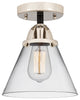 Large Cone Semi-Flush Mount, Black Polished Nickel, Clear, Clear