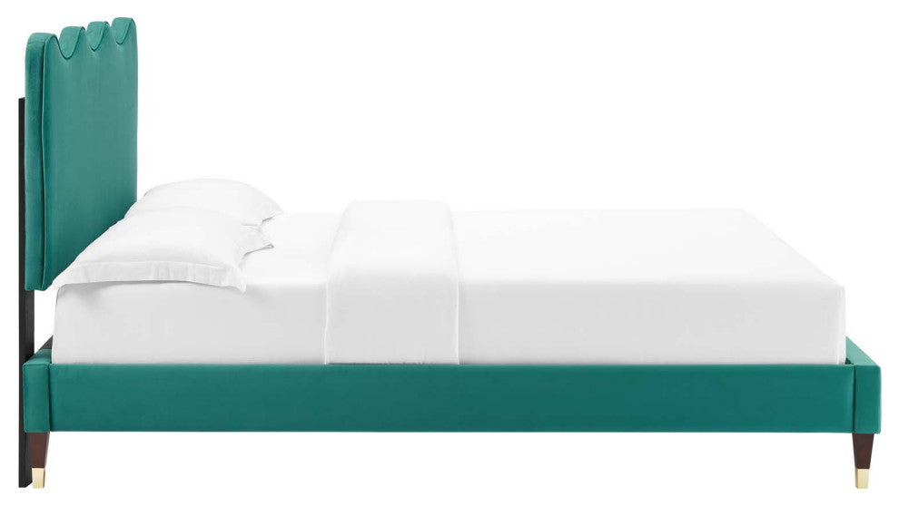 Current Performance Velvet King Platform Bed, Teal