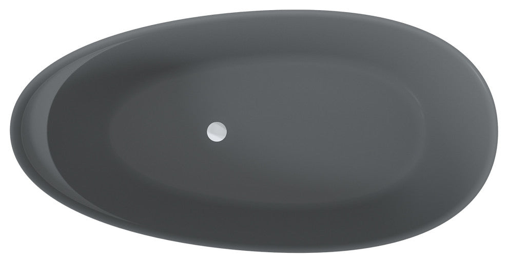 67in Solid Surface Freestanding Bathtub in Matte White, Matte Grey