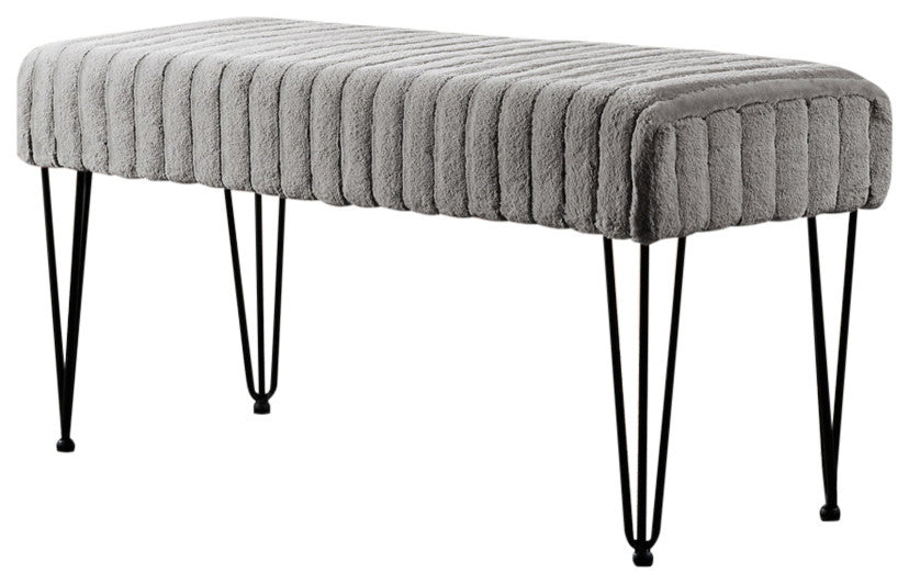 Serenta Super Mink Ottoman, Silver Grey, 46''x16''x22''
