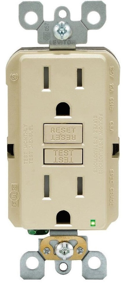 Leviton Duplex Self-Test Tamper Resistant GFCI Outlet, Ivory
