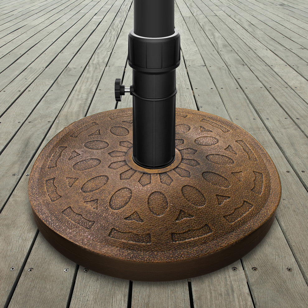 Pure Garden Heavy Duty Resin and Cement 34 lb Outdoor Umbrella Base, Bronze