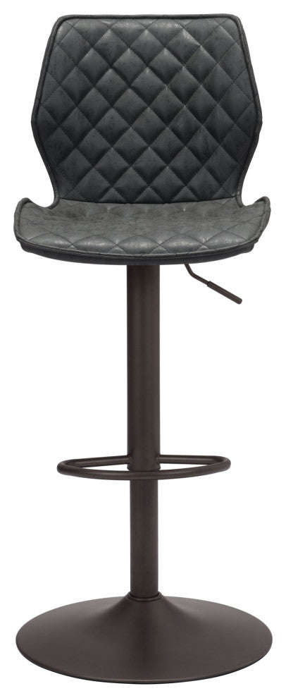 Bar Stool Chair Barstool, Faux Vinyl Leather, Steel, Vintage Black, Bronze