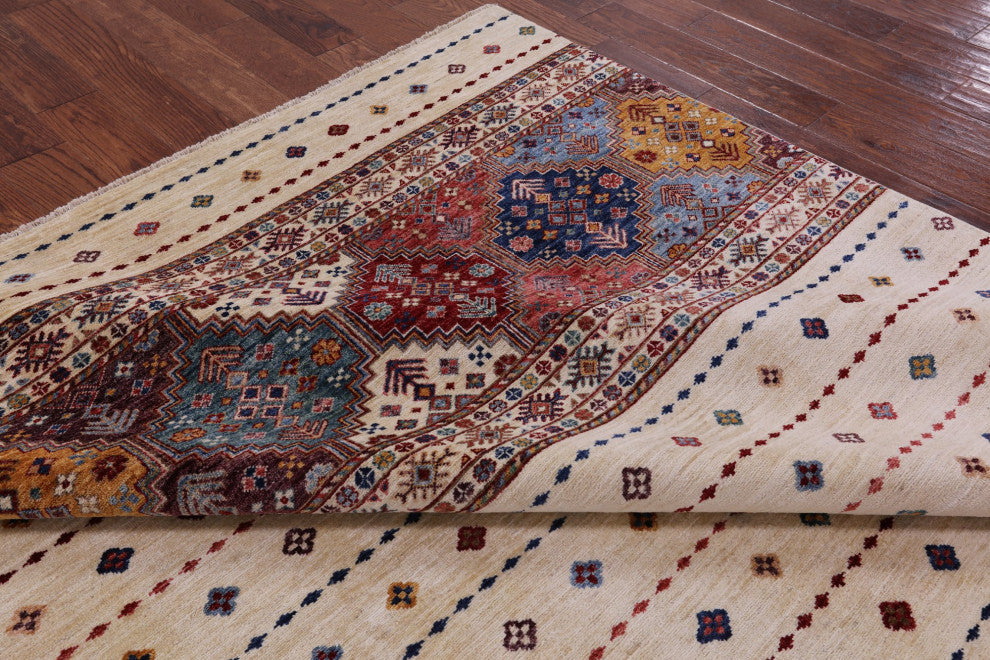 Handmade Khorjin Super Kazak Wool Rug 8' 1" X 9' 7" Q5242