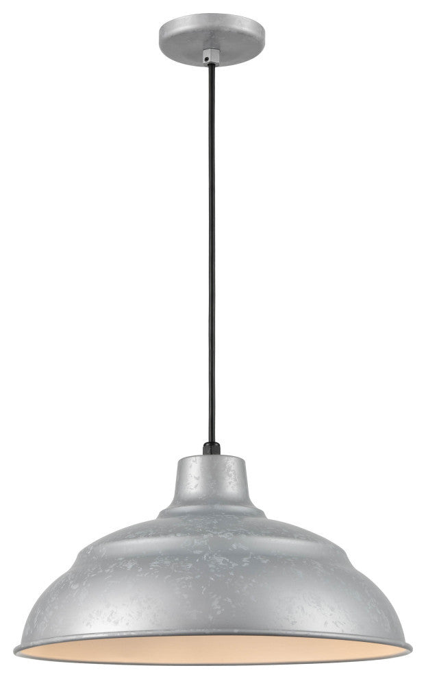 R Series Collection 1 Light 17 in. Painted Galvanized RLM Warehouse/Cord Hung