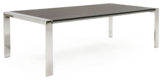 Modrest Fauna Modern Elm Grey and Stainless Steel Chrome Dining Table