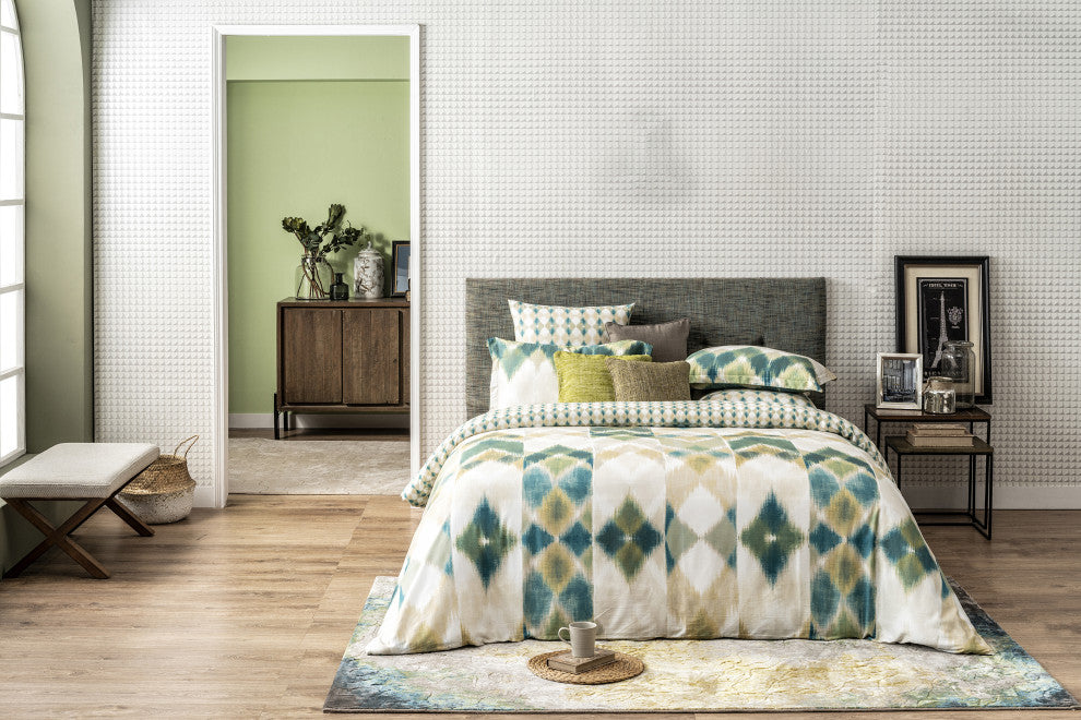 Delara GOTS Organic Cotton Aztec Reversible Print Duvet Cover Set, Queen(88"x92"