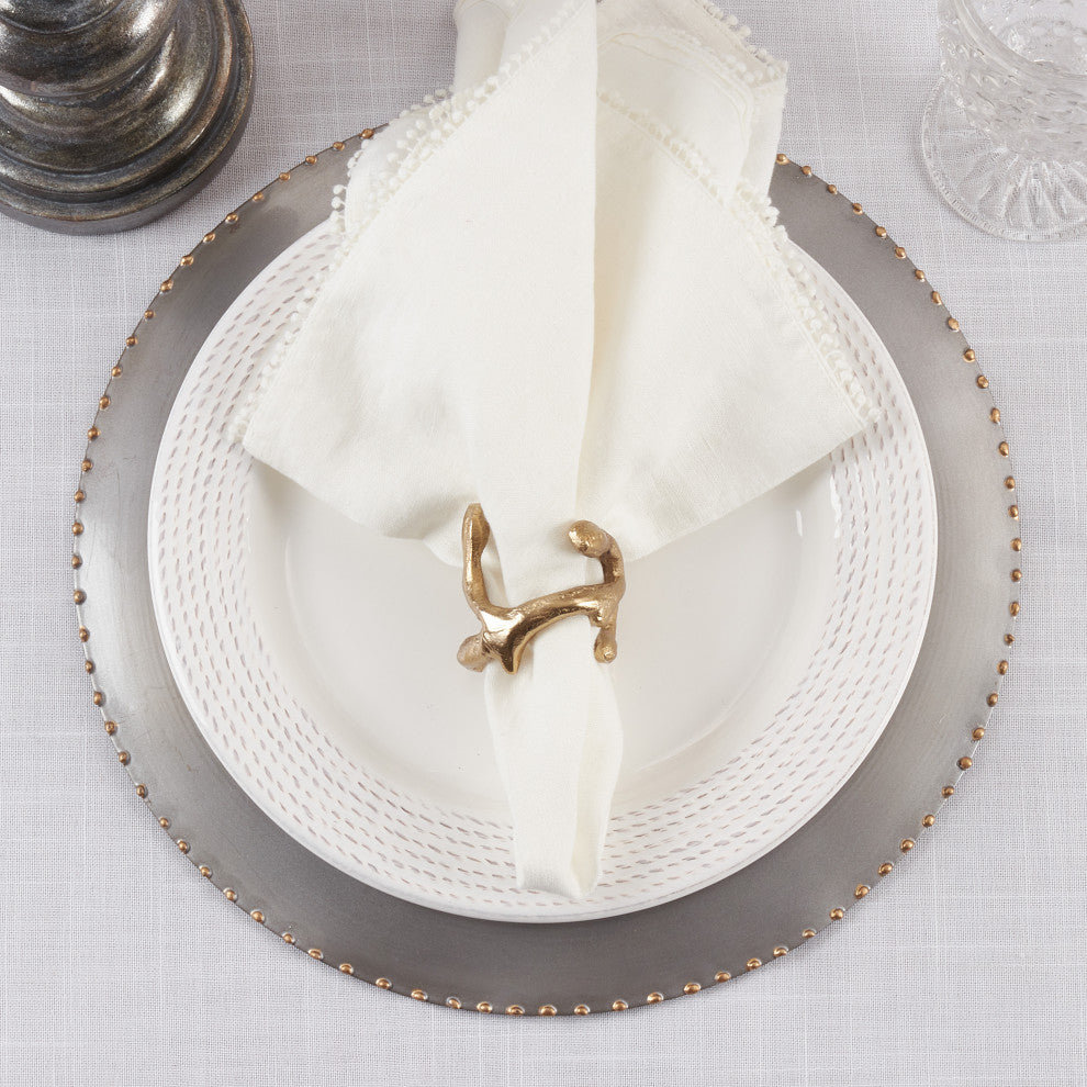 Twigs Design Napkin Rings (Set of 4), Gold