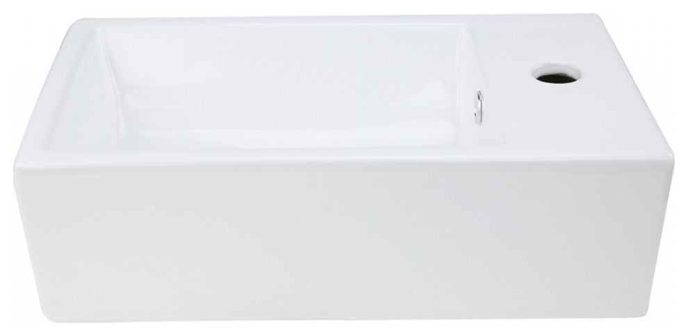 Small Countertop Vessel Sink White Rectangular Vitreous China Scratch Resistant
