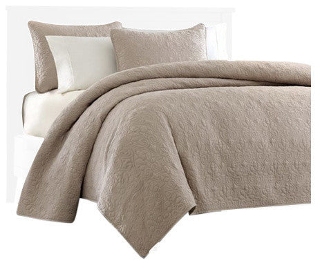 Madison Park Microfiber Coverlet Mini Set, Khaki