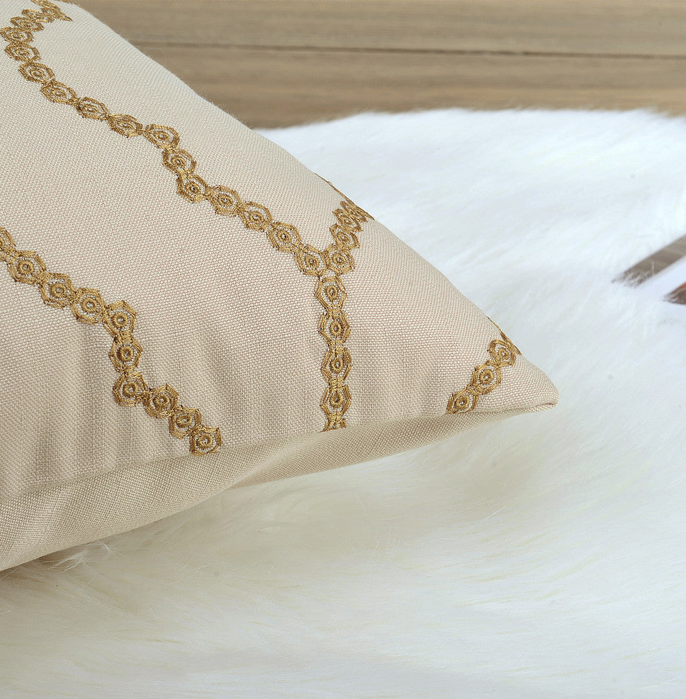 Embroidery Pillow Shell And Valance Set, Jasper, 20" X 20" / 52" X 19"
