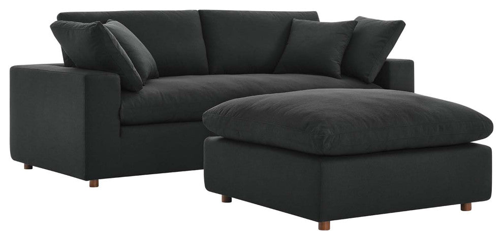 Commix Down Filled Overstuffed Sectional Sofa - Black