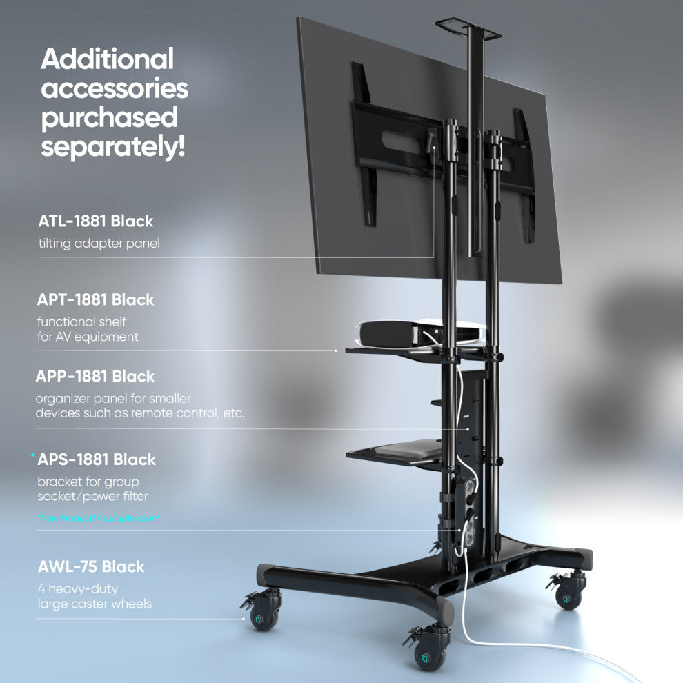 ONKRON Mobile TV Stand with Wheels Rolling TV Cart for 50-83" TVs up to 200 lbs