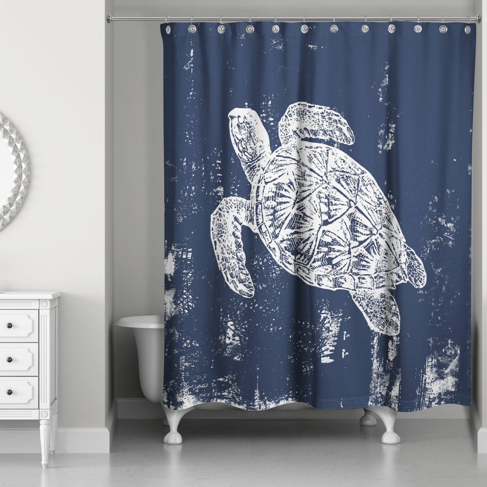 Sea Turtle Stamp 3 71x74 Shower Curtain